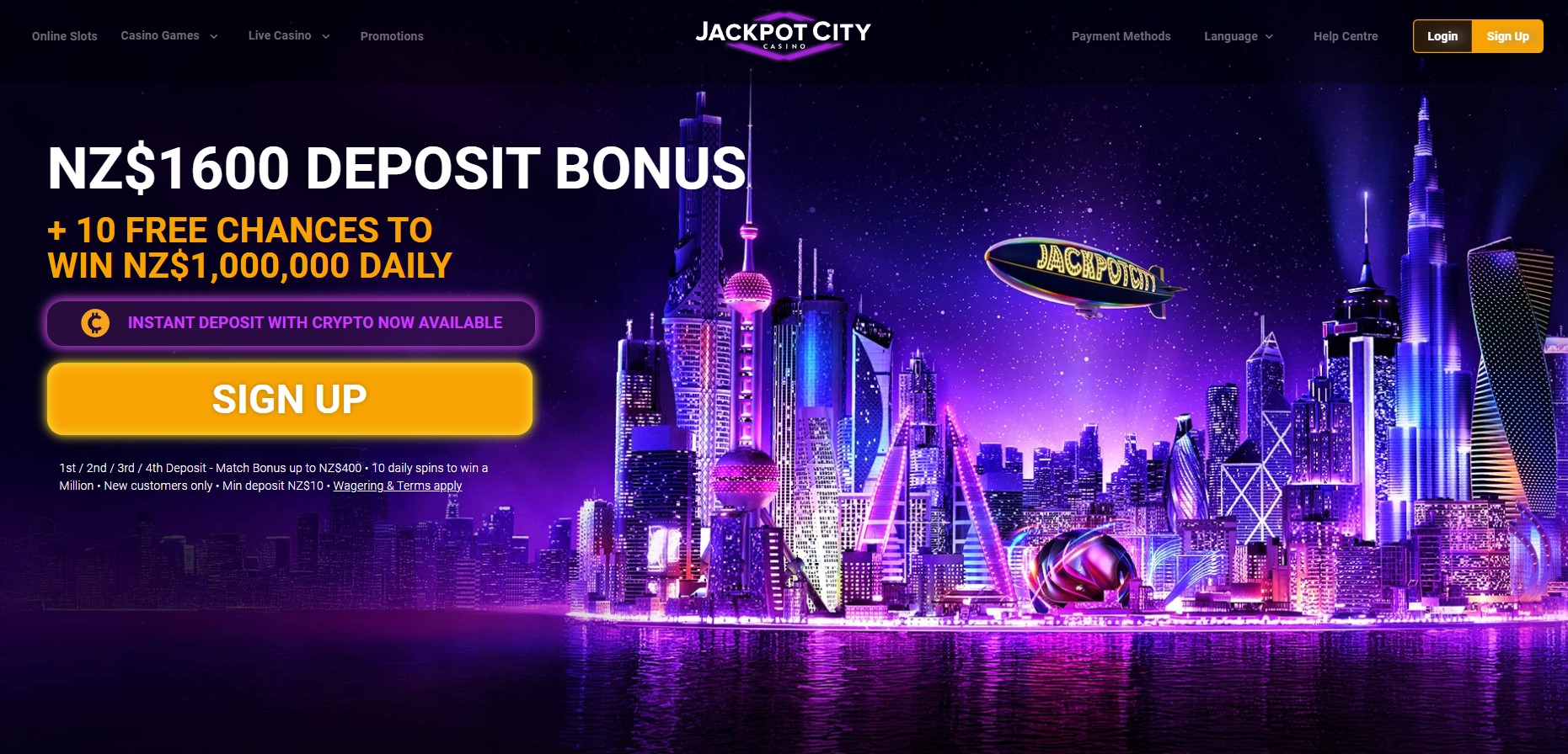 Jackpot City online casino lobby